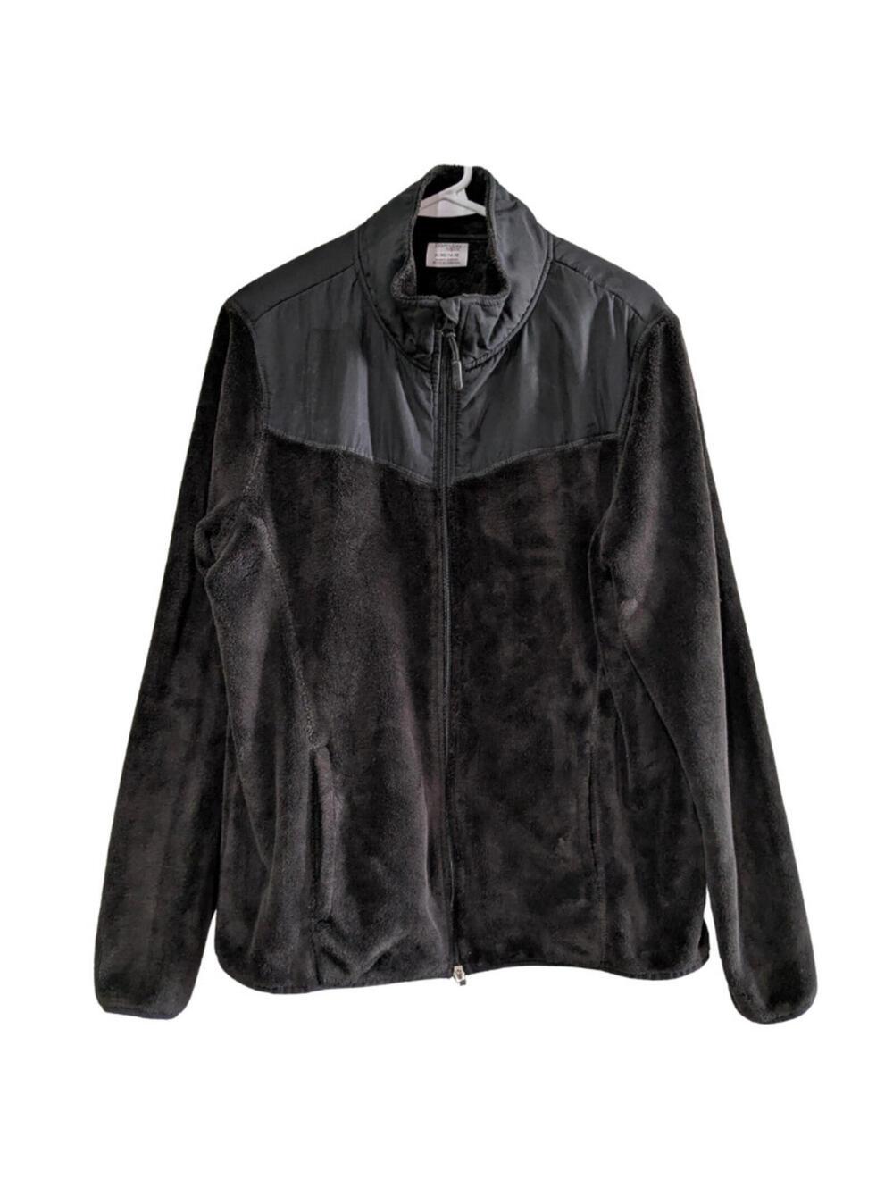 Danskin Now Women's Fleece Jacket, XL 16-18, Black Soot, Zip Front, Long Sleeve